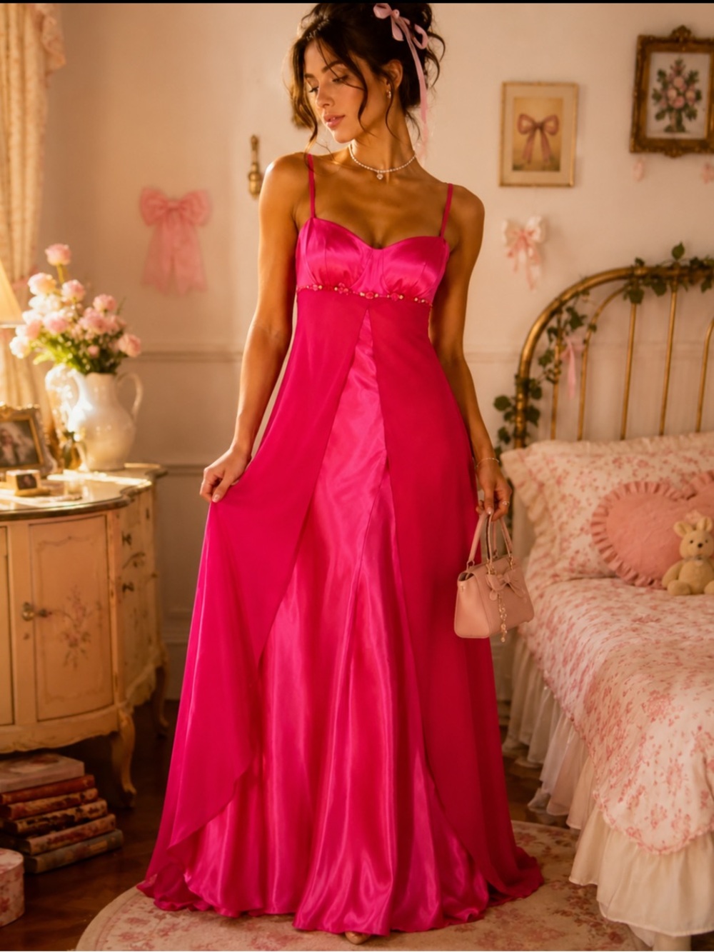 NWT Vintage Milano Fuchsia Y2K Formal Gown XL Coquettegirl Y2K